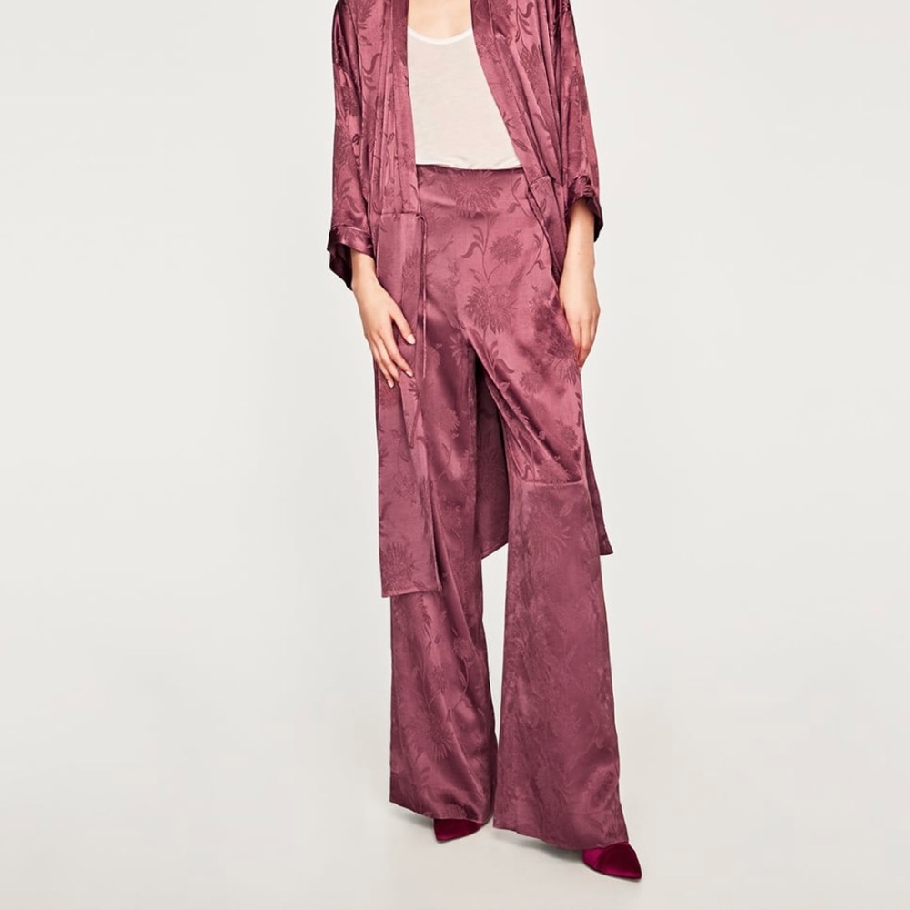 NWT ZARA | Shiny Jacquard Trousers